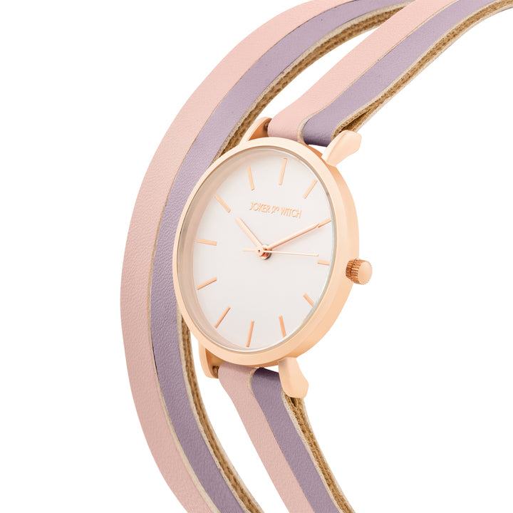 Eventide White Medium Dial Lavender PU Wrap Around Strap Women's Watch