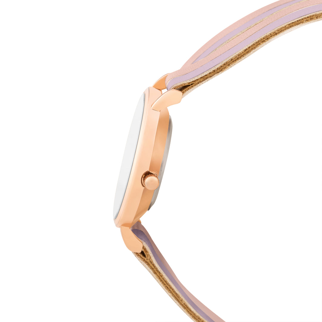 Eventide White Medium Dial Lavender PU Wrap Around Strap Women's Watch