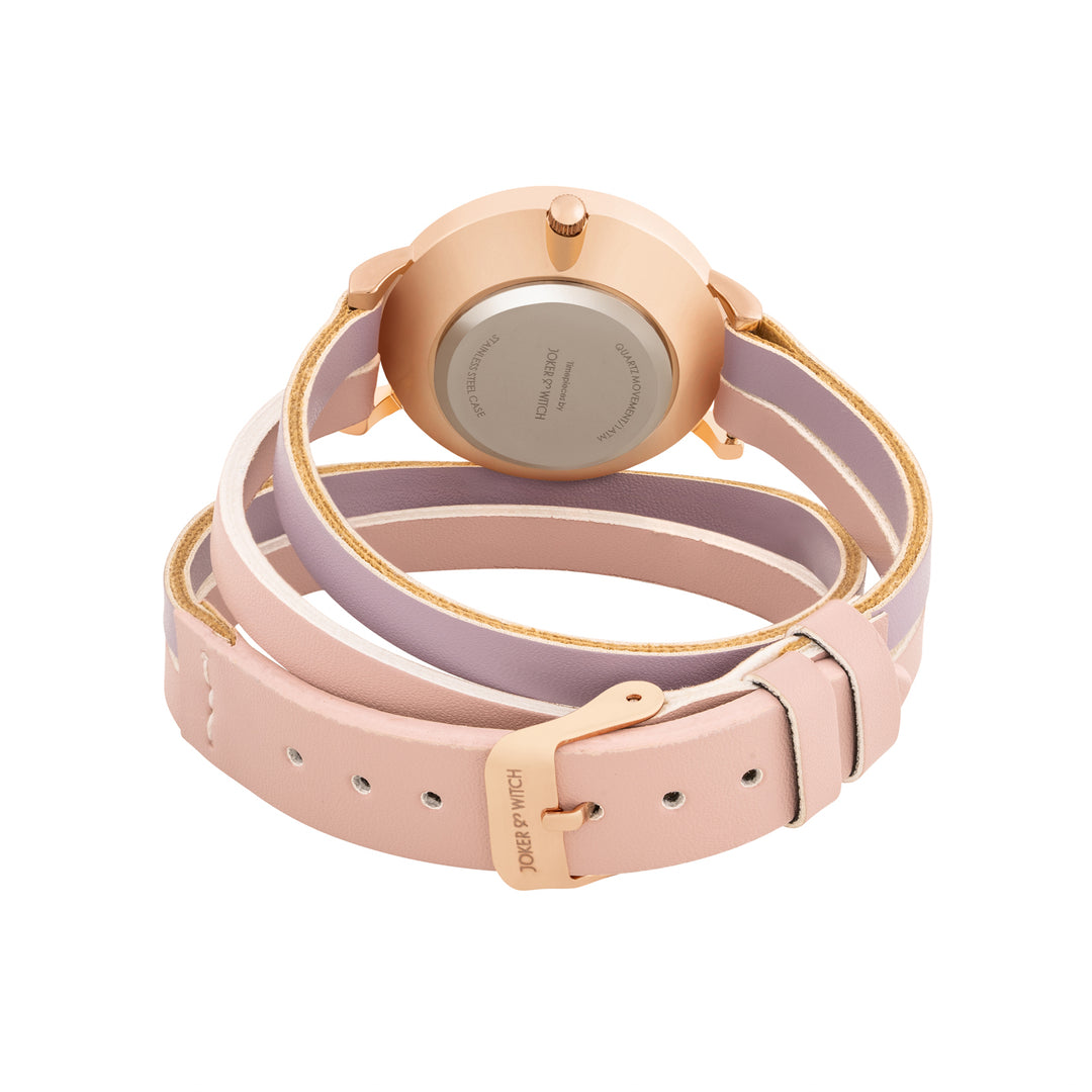 Eventide White Medium Dial Lavender PU Wrap Around Strap Women's Watch