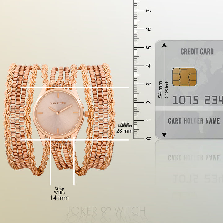 Eltina Rose Gold Small Dial Chain Wrap Around Strap Women's Watch