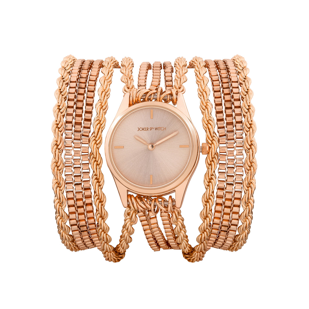 Eltina Rose Gold Small Dial Chain Wrap Around Strap Women's Watch