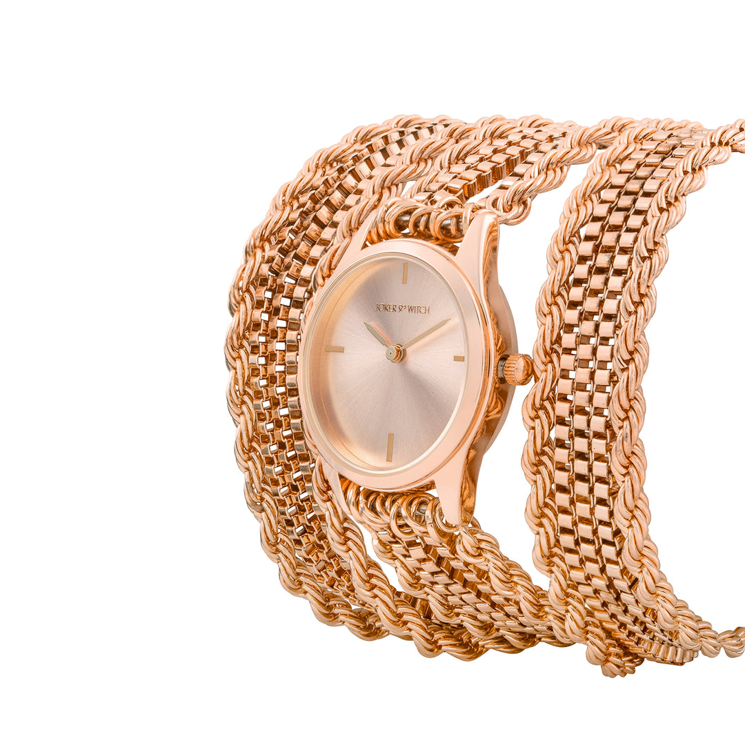 Eltina Rose Gold Small Dial Chain Wrap Around Strap Women's Watch