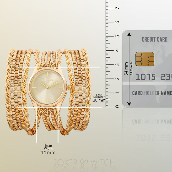 Eltina Gold Small Dial Chain Wrap Around Strap Women's Watch