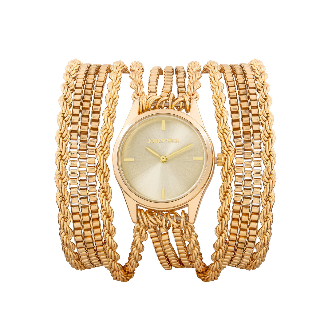 Eltina Gold Small Dial Chain Wrap Around Strap Women's Watch