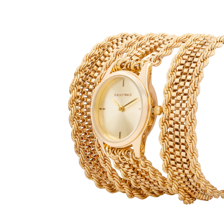 Eltina Gold Small Dial Chain Wrap Around Strap Women's Watch