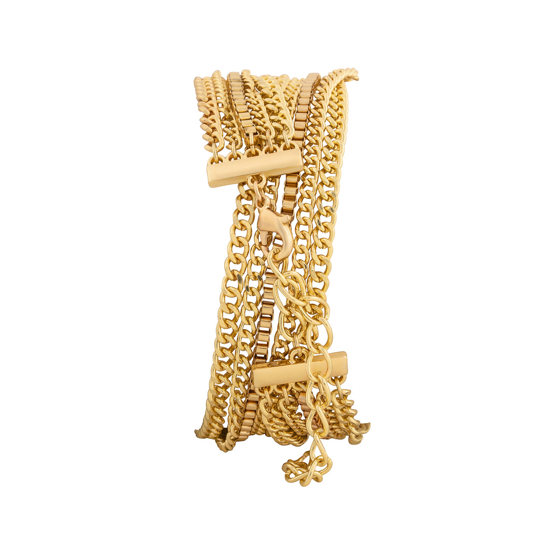 Vine White Small Square Dial Gold Chain Wrap Around Strap Women's Watch