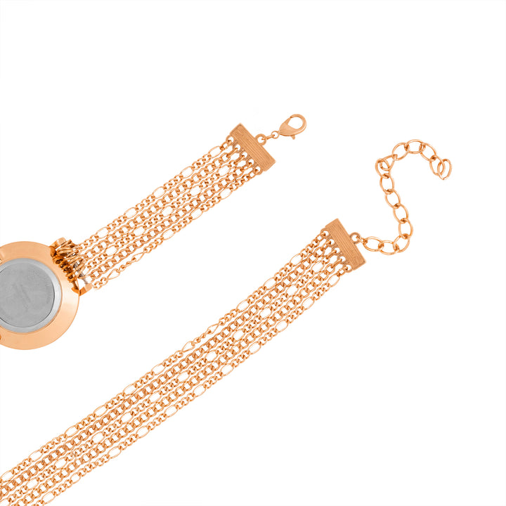 Zelda Black Medium Dial Rose Gold Chain Wrap Around Strap Women's Watch