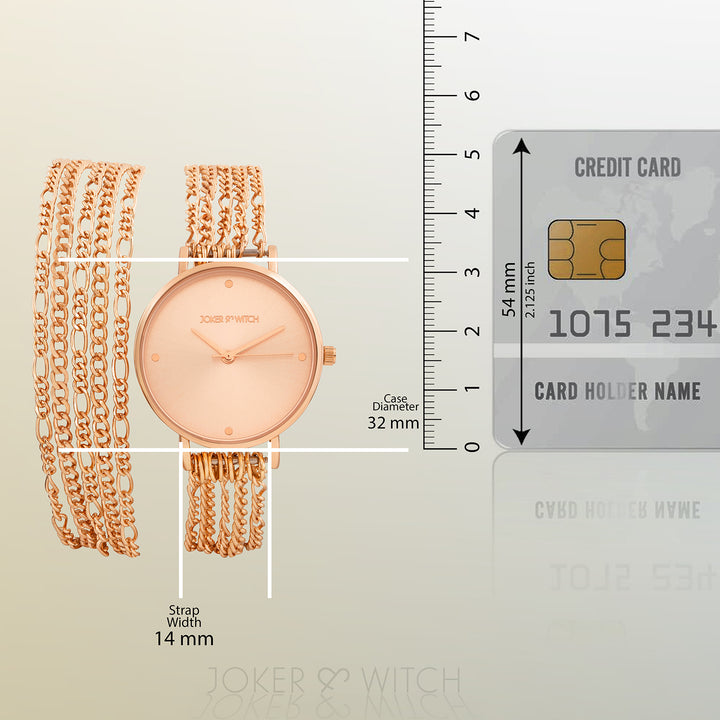 Zelda Rose Gold Medium Dial Chain Wrap Around Strap Women's Watch