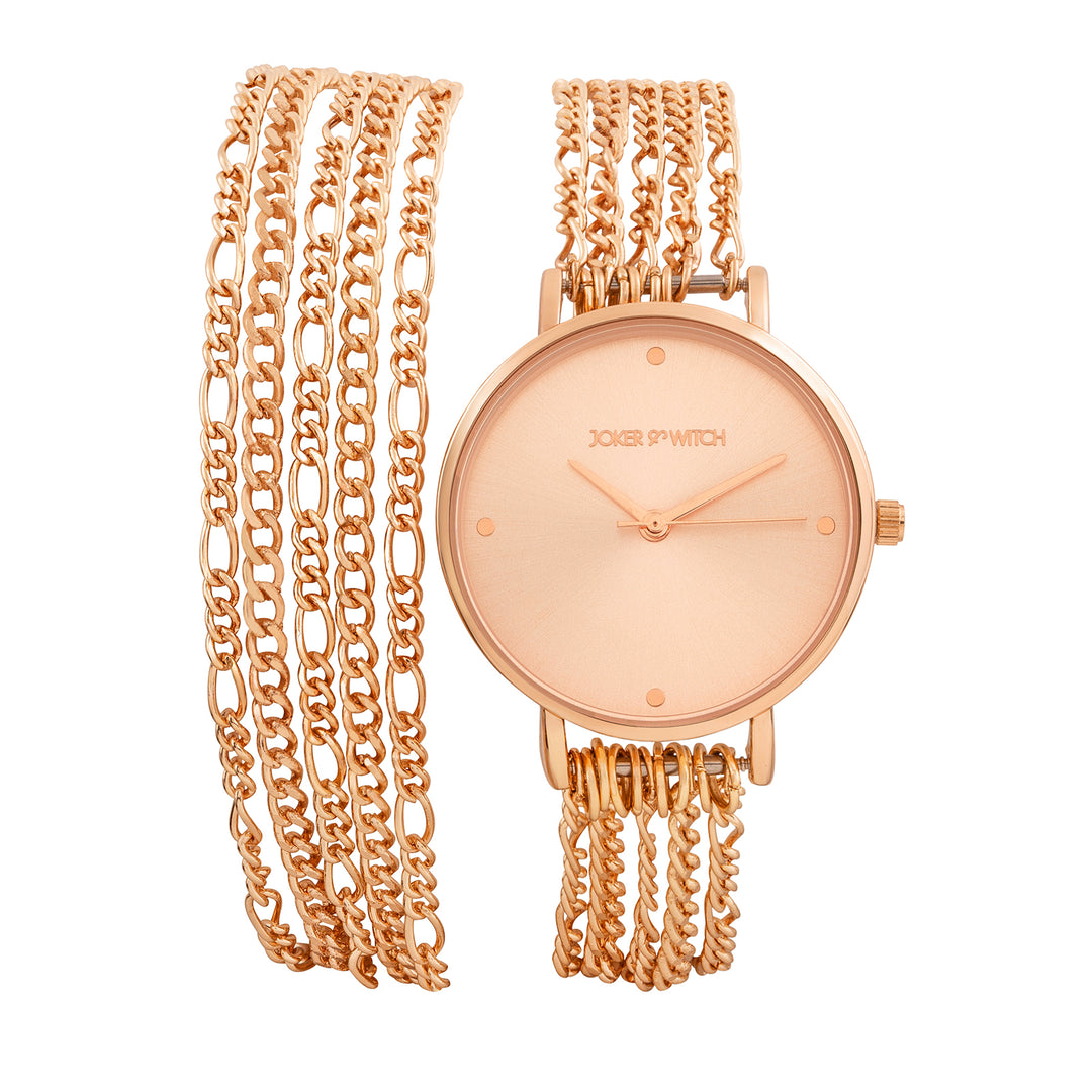 Zelda Rose Gold Medium Dial Chain Wrap Around Strap Women's Watch