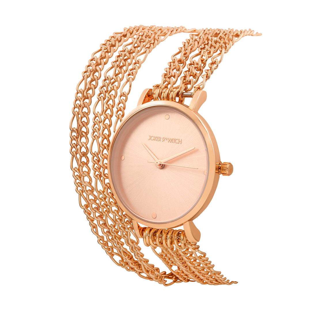 Zelda Rose Gold Medium Dial Chain Wrap Around Strap Women's Watch