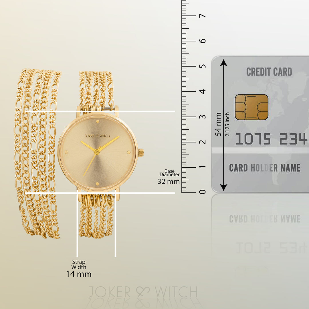 Zelda Gold Medium Dial Chain Wrap Around Strap Women's Watch