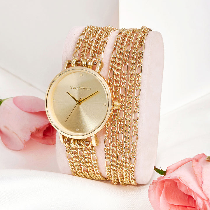 Zelda Gold Medium Dial Chain Wrap Around Strap Women's Watch