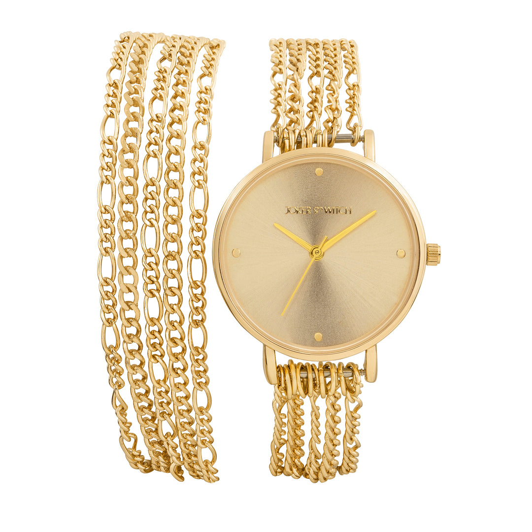 Zelda Gold Medium Dial Chain Wrap Around Strap Women's Watch