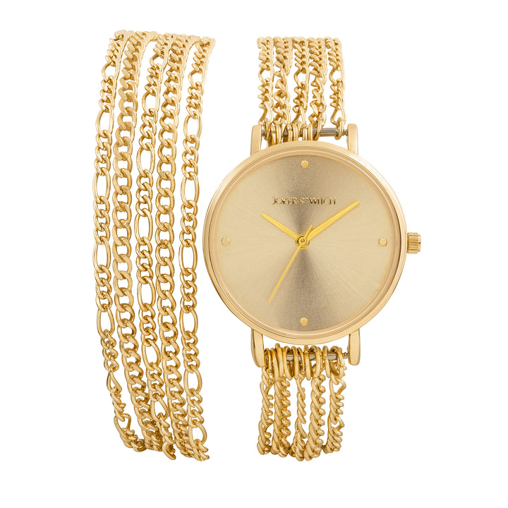 Zelda Gold Medium Dial Chain Wrap Around Strap Women's Watch