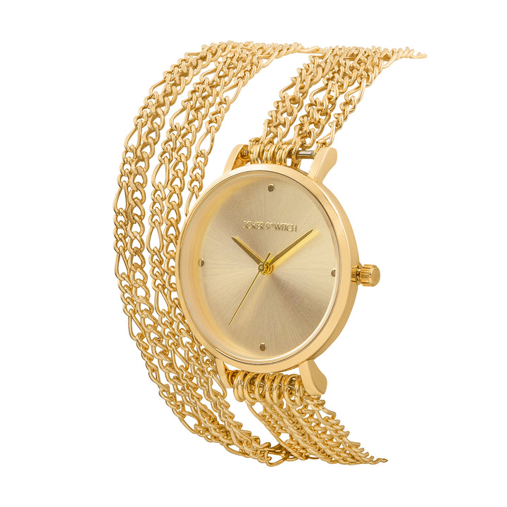 Zelda Gold Medium Dial Chain Wrap Around Strap Women's Watch