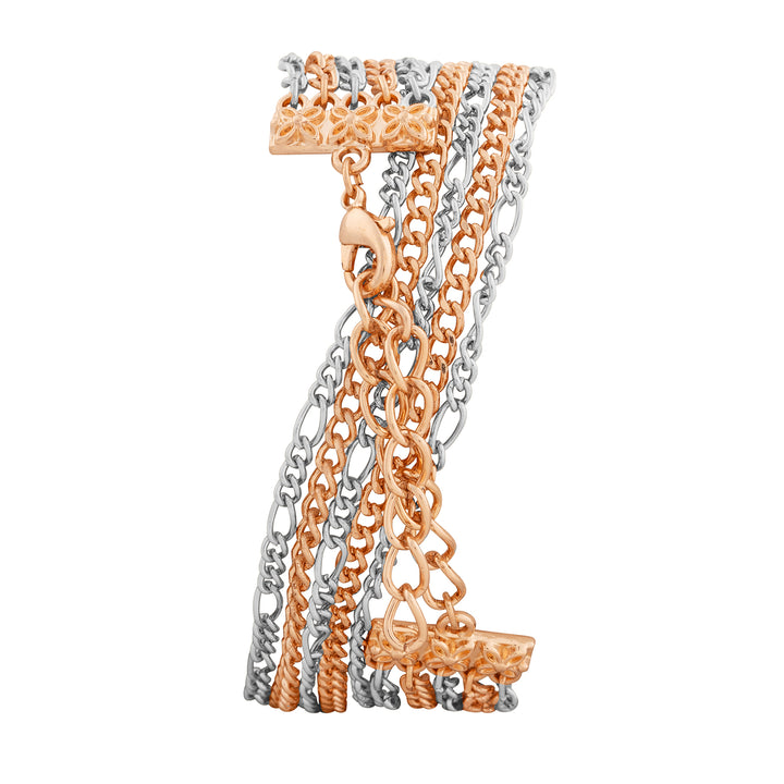 Zelda White Medium Dial Dual Tone Chain Wrap Around Strap Women's Watch