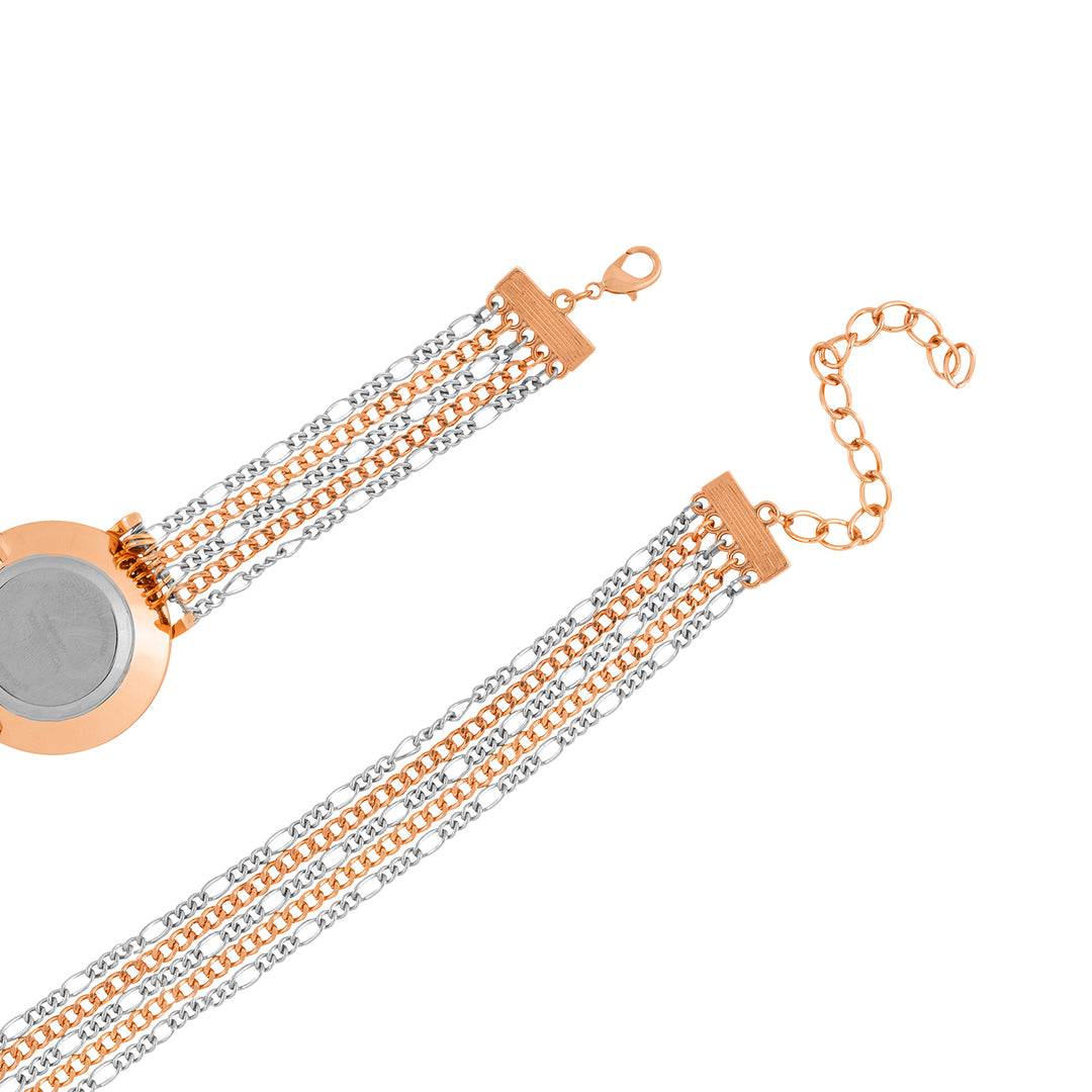 Zelda White Medium Dial Dual Tone Chain Wrap Around Strap Women's Watch