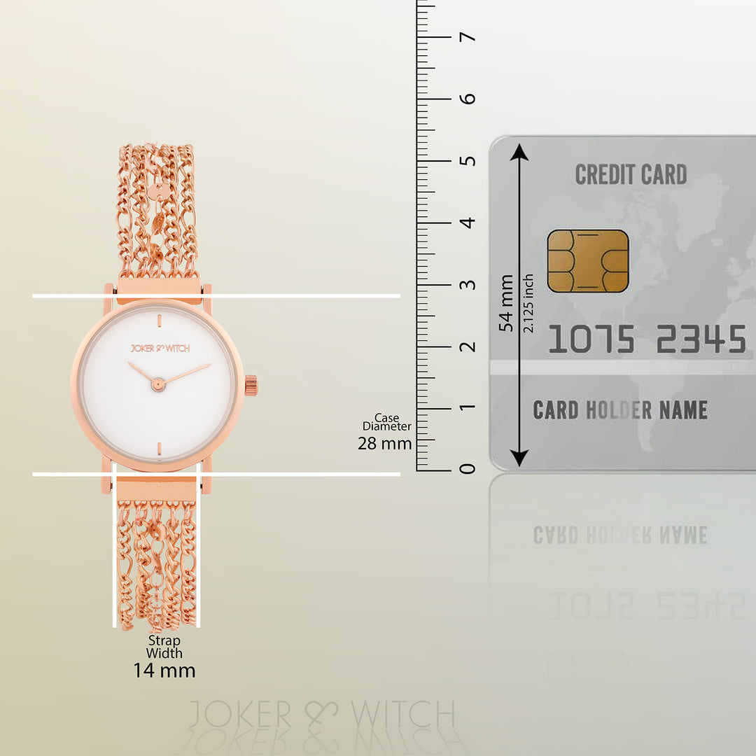 Seraphina White Small Dial Rose Gold Chain Strap Women's Watch