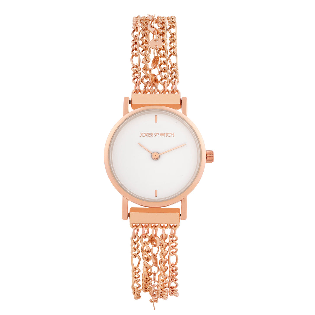 Seraphina White Small Dial Rose Gold Chain Strap Women's Watch