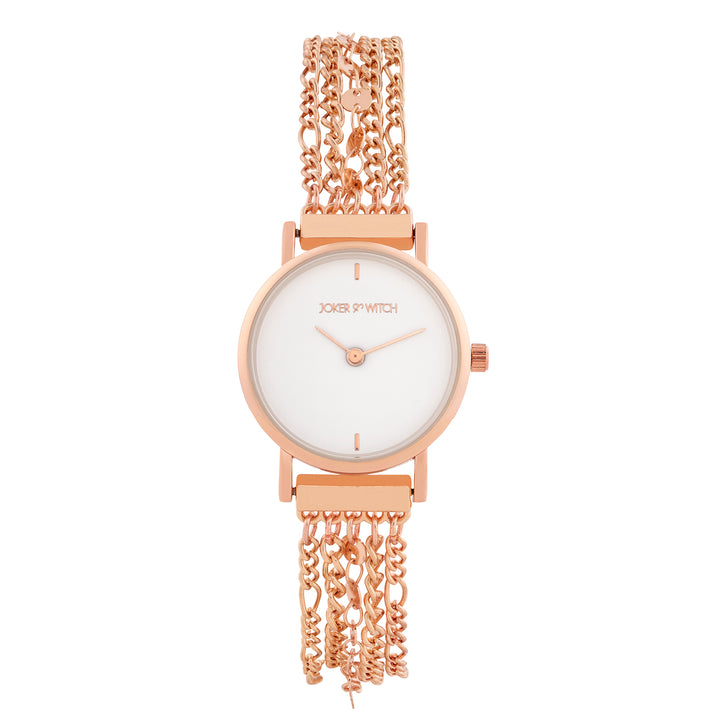Seraphina White Small Dial Rose Gold Chain Strap Women's Watch