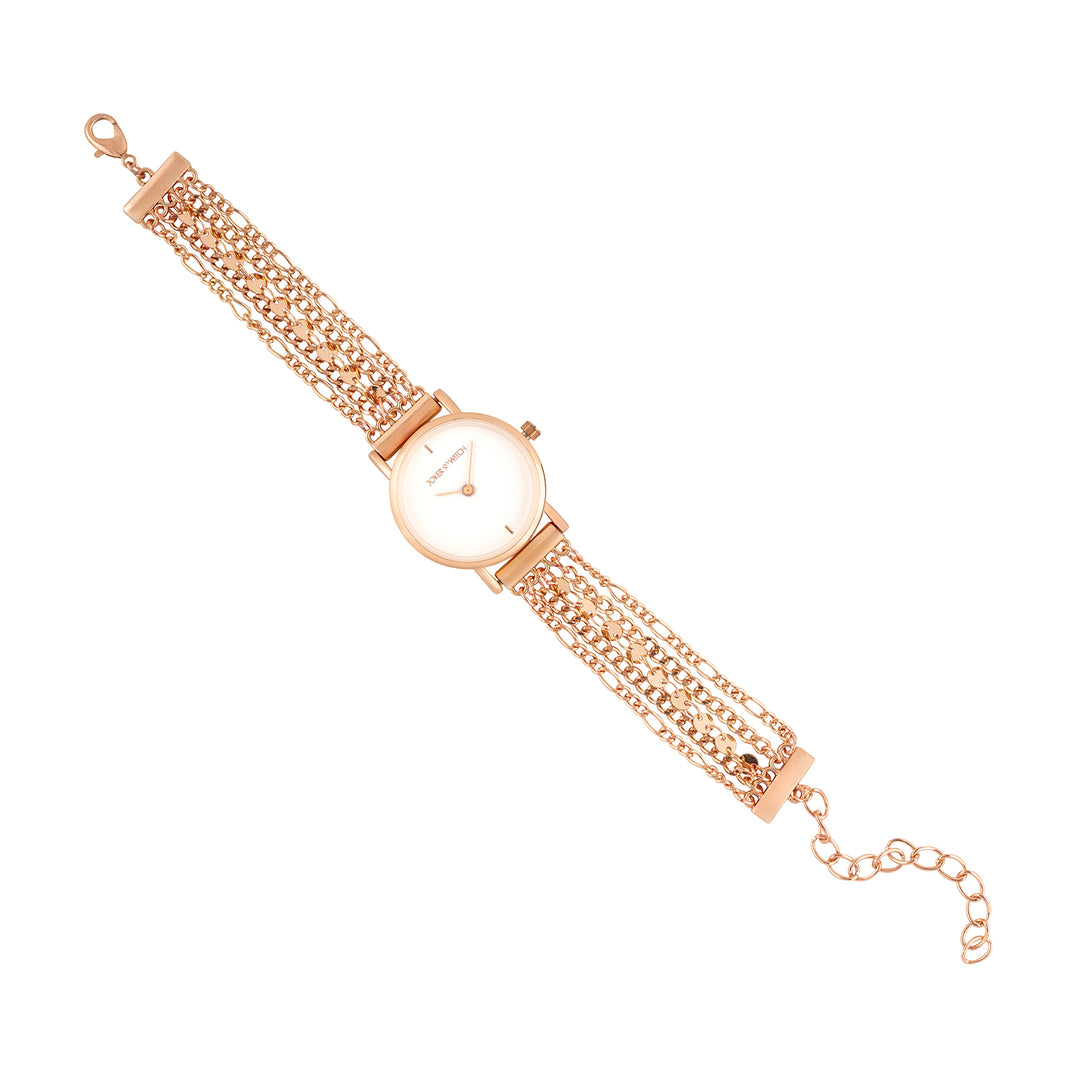 Seraphina White Small Dial Rose Gold Chain Strap Women's Watch