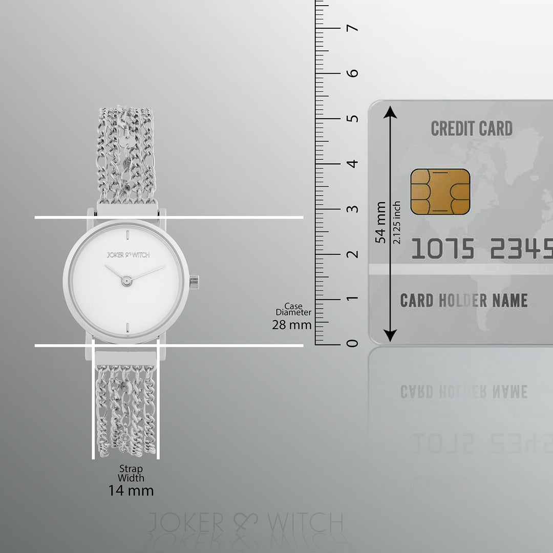 Seraphina White Small Dial Silver Chain Strap Women's Watch