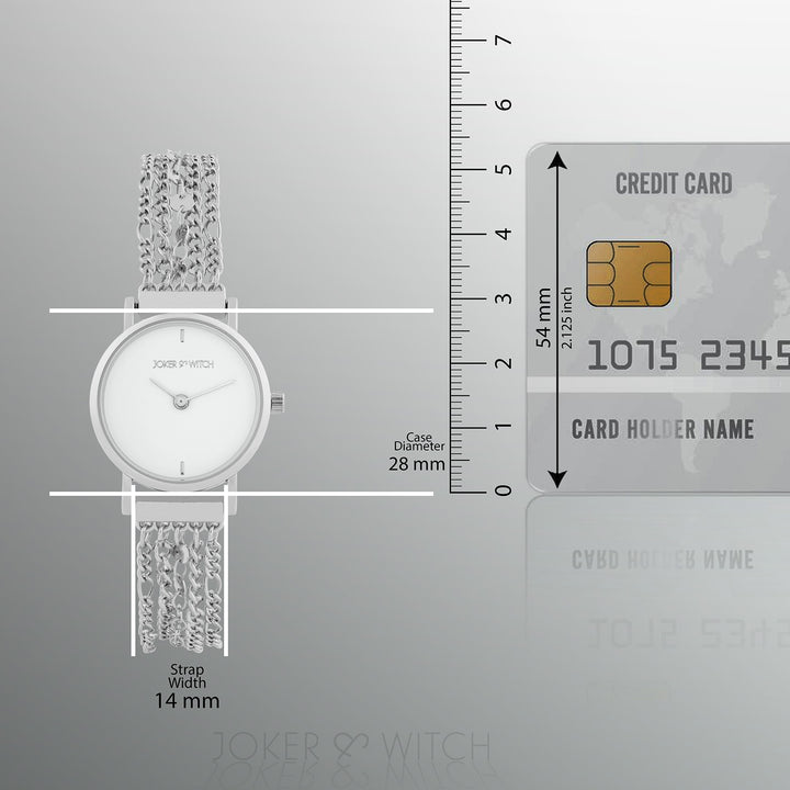 Seraphina White Small Dial Silver Chain Strap Women's Watch