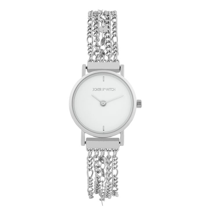 Seraphina White Small Dial Silver Chain Strap Women's Watch