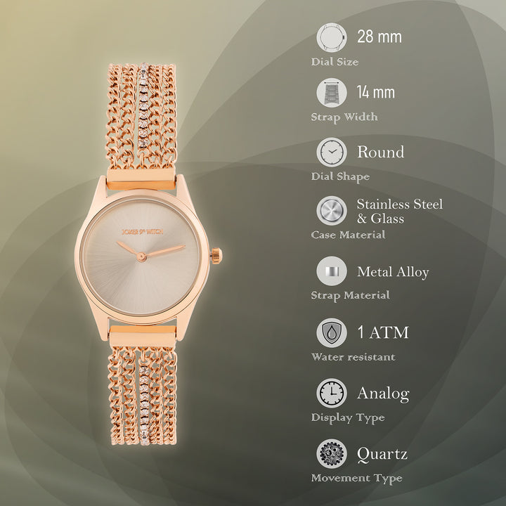 Haisley Silver Small Dial Rose Gold Chain Strap Women's Watch