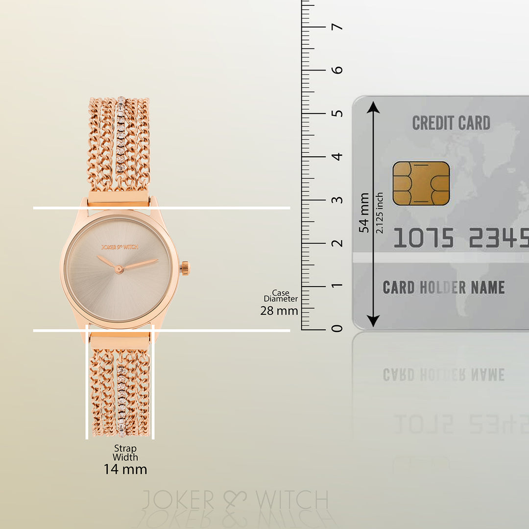 Haisley Silver Small Dial Rose Gold Chain Strap Women's Watch