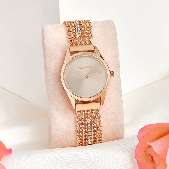 Haisley Silver Small Dial Rose Gold Chain Strap Women's Watch