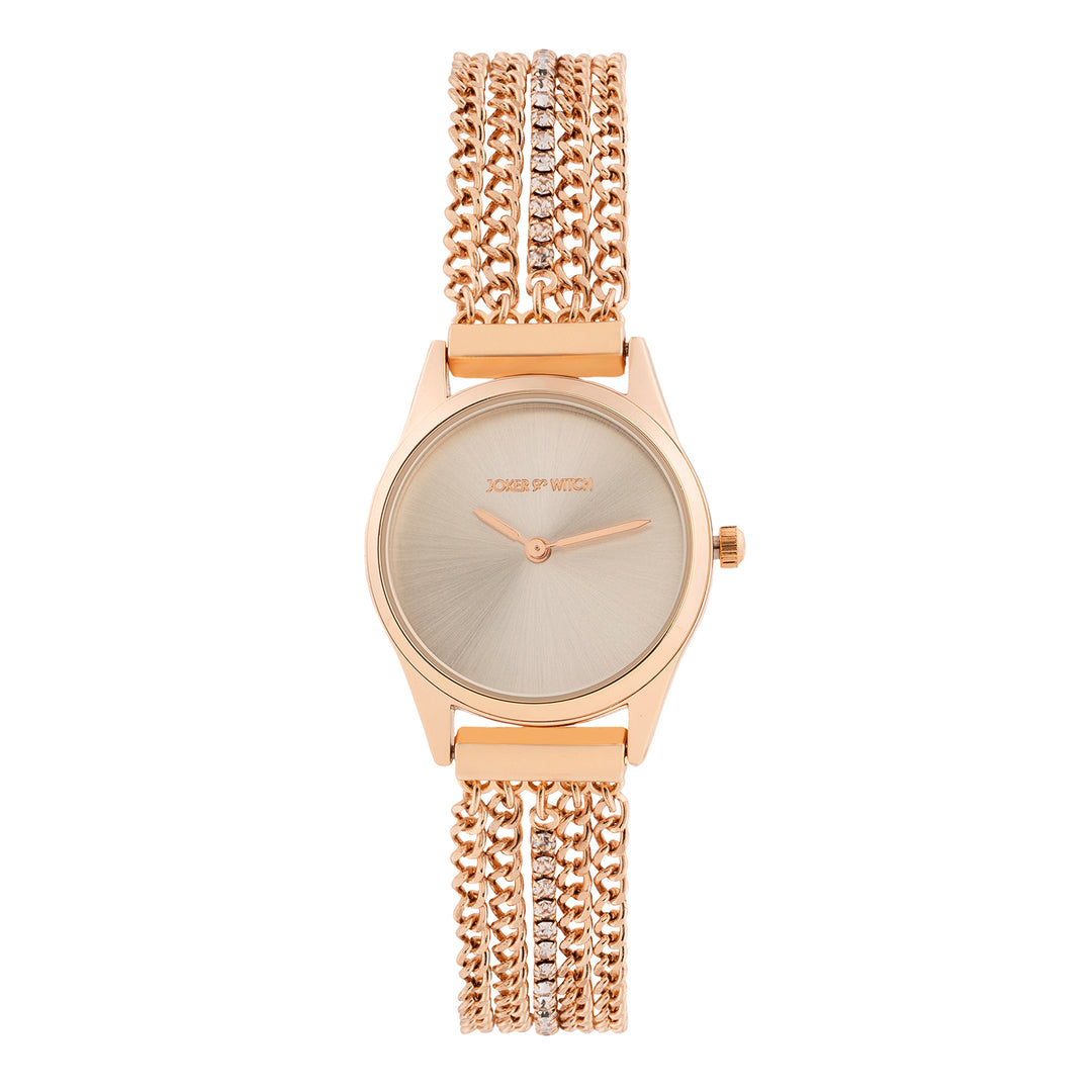 Haisley Silver Small Dial Rose Gold Chain Strap Women's Watch