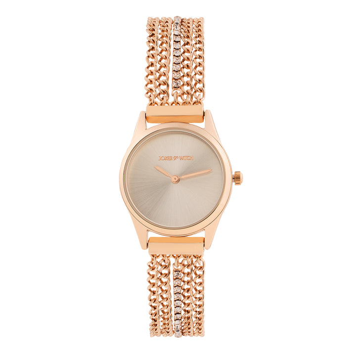 Haisley Silver Small Dial Rose Gold Chain Strap Women's Watch