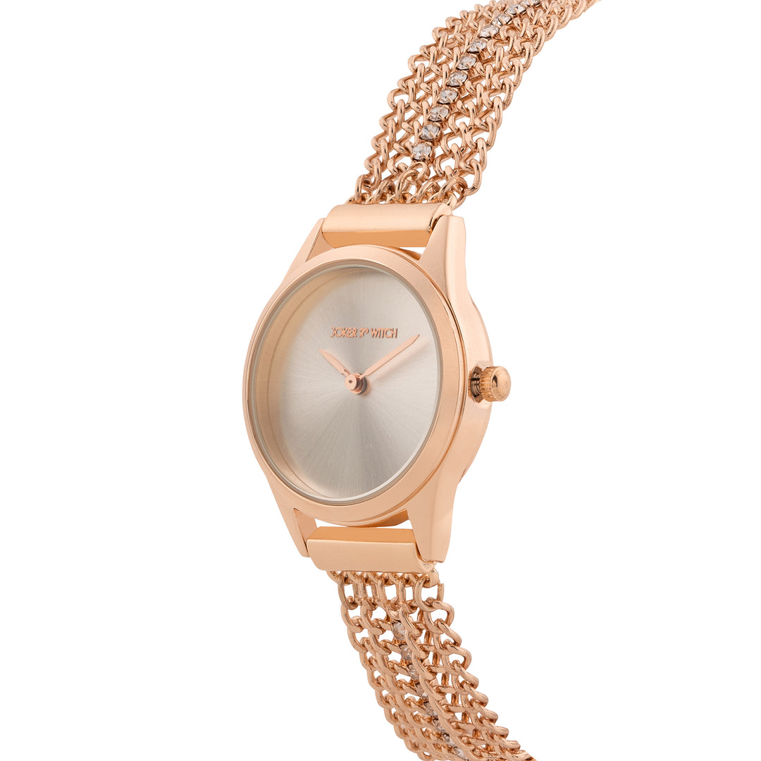 Haisley Silver Small Dial Rose Gold Chain Strap Women's Watch