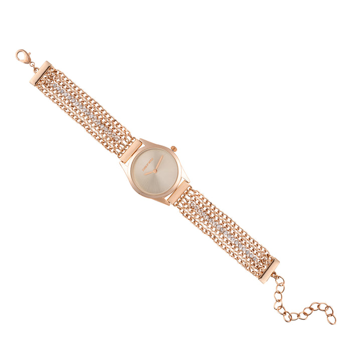Haisley Silver Small Dial Rose Gold Chain Strap Women's Watch