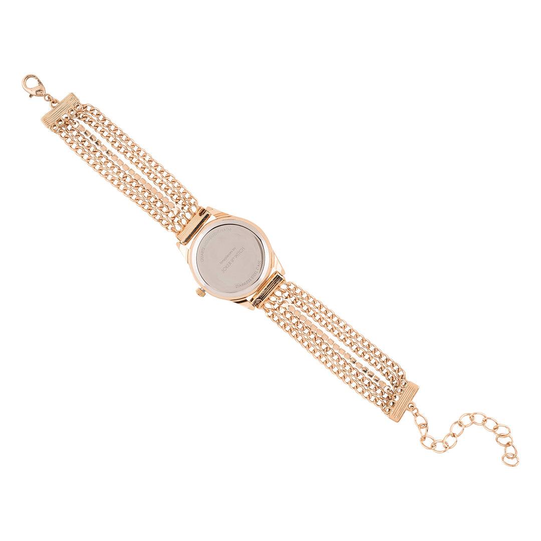Haisley Silver Small Dial Rose Gold Chain Strap Women's Watch