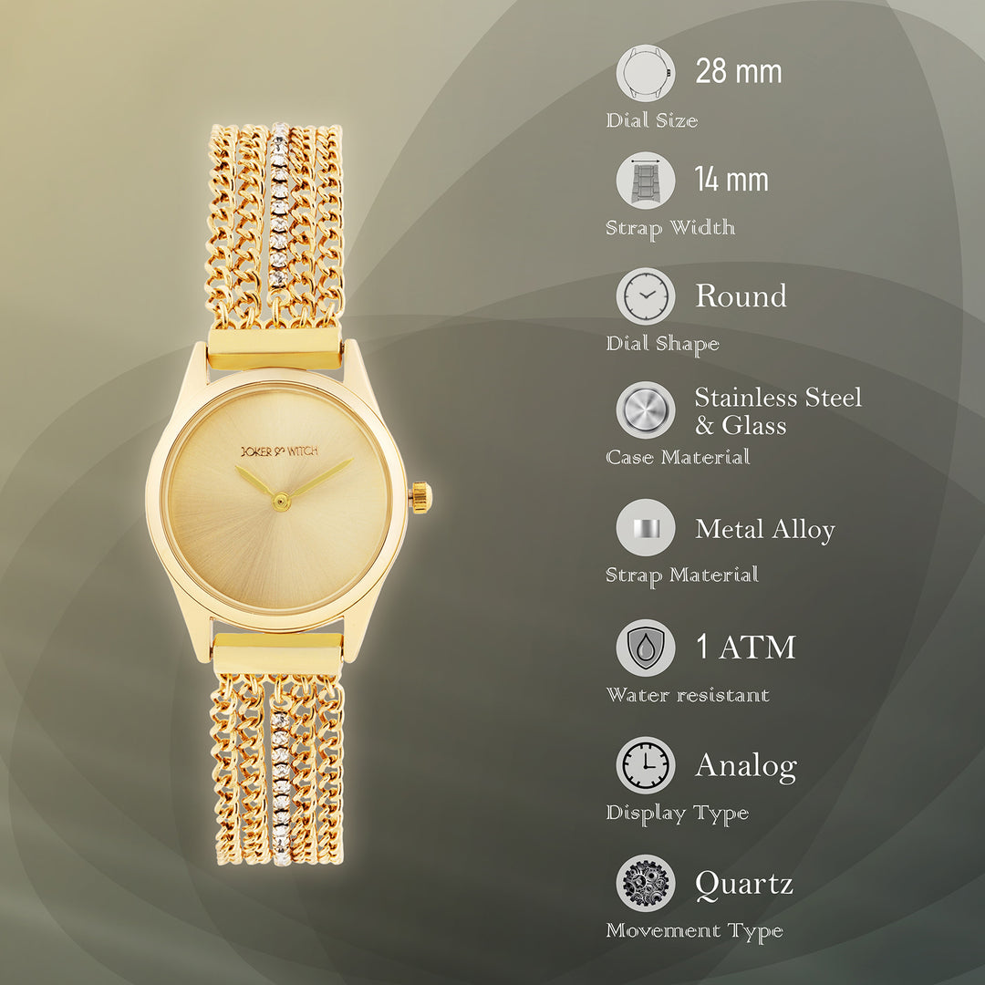 Haisley Gold Small Dial Dual Tone Chain Strap Women's Watch