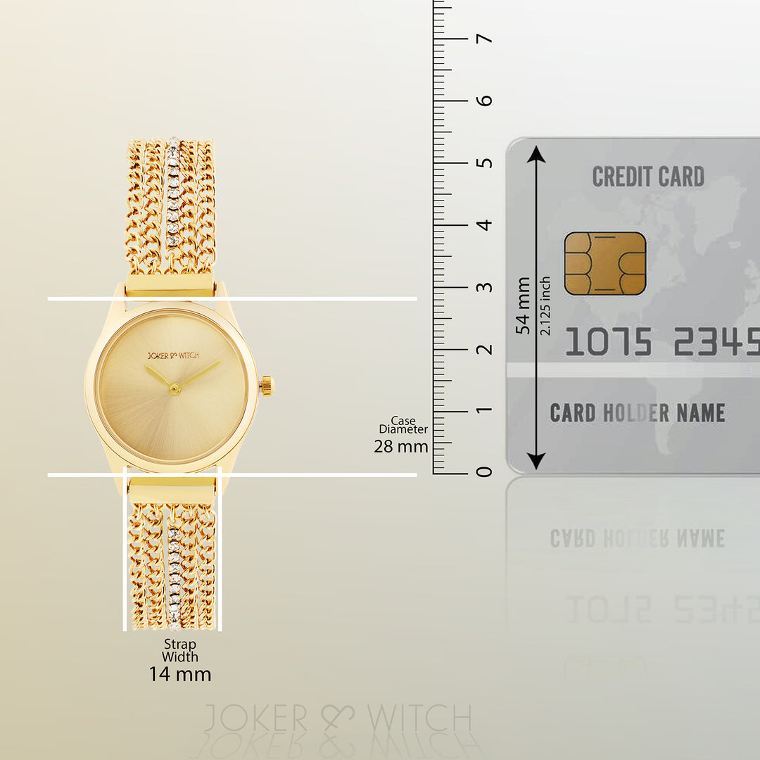 Haisley Gold Small Dial Dual Tone Chain Strap Women's Watch