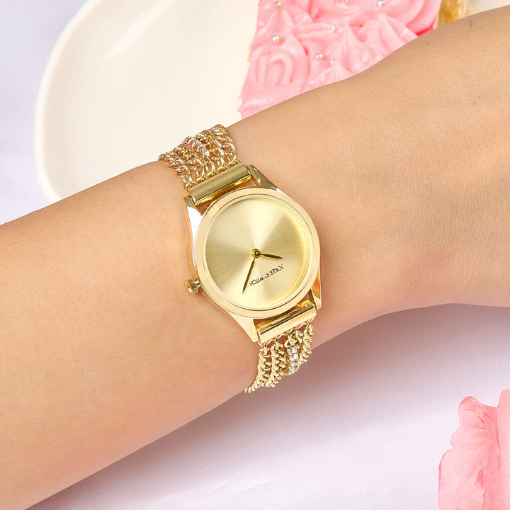 Haisley Gold Small Dial Dual Tone Chain Strap Women's Watch