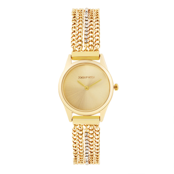 Haisley Gold Small Dial Dual Tone Chain Strap Women's Watch