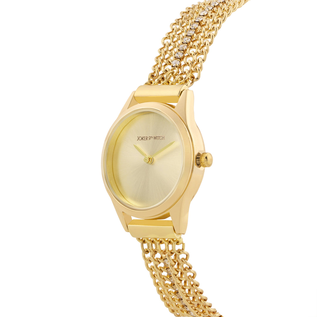 Haisley Gold Small Dial Dual Tone Chain Strap Women's Watch