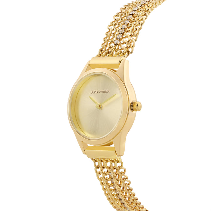 Haisley Gold Small Dial Dual Tone Chain Strap Women's Watch