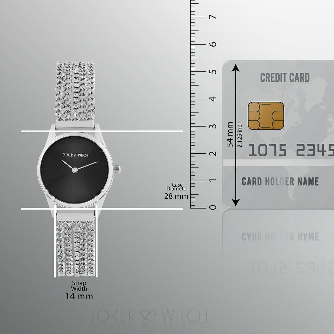 Haisley Black Small Dial Silver Chain Strap Women's Watch