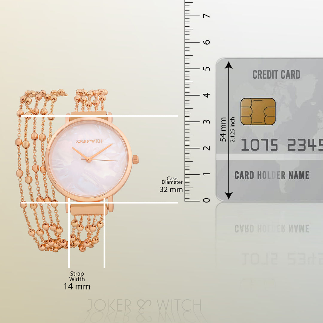 Nami White Medium Dial Rose Gold Chain Wrap Around Strap Women's Watch