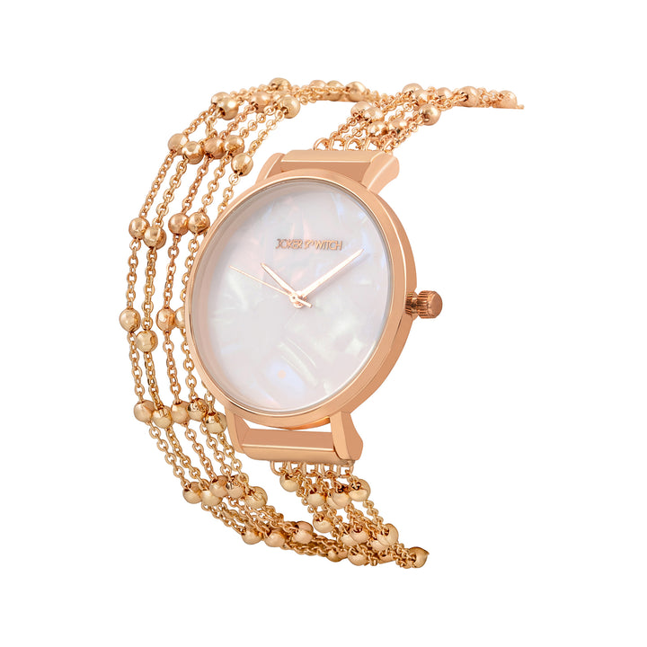 Nami White Medium Dial Rose Gold Chain Wrap Around Strap Women's Watch