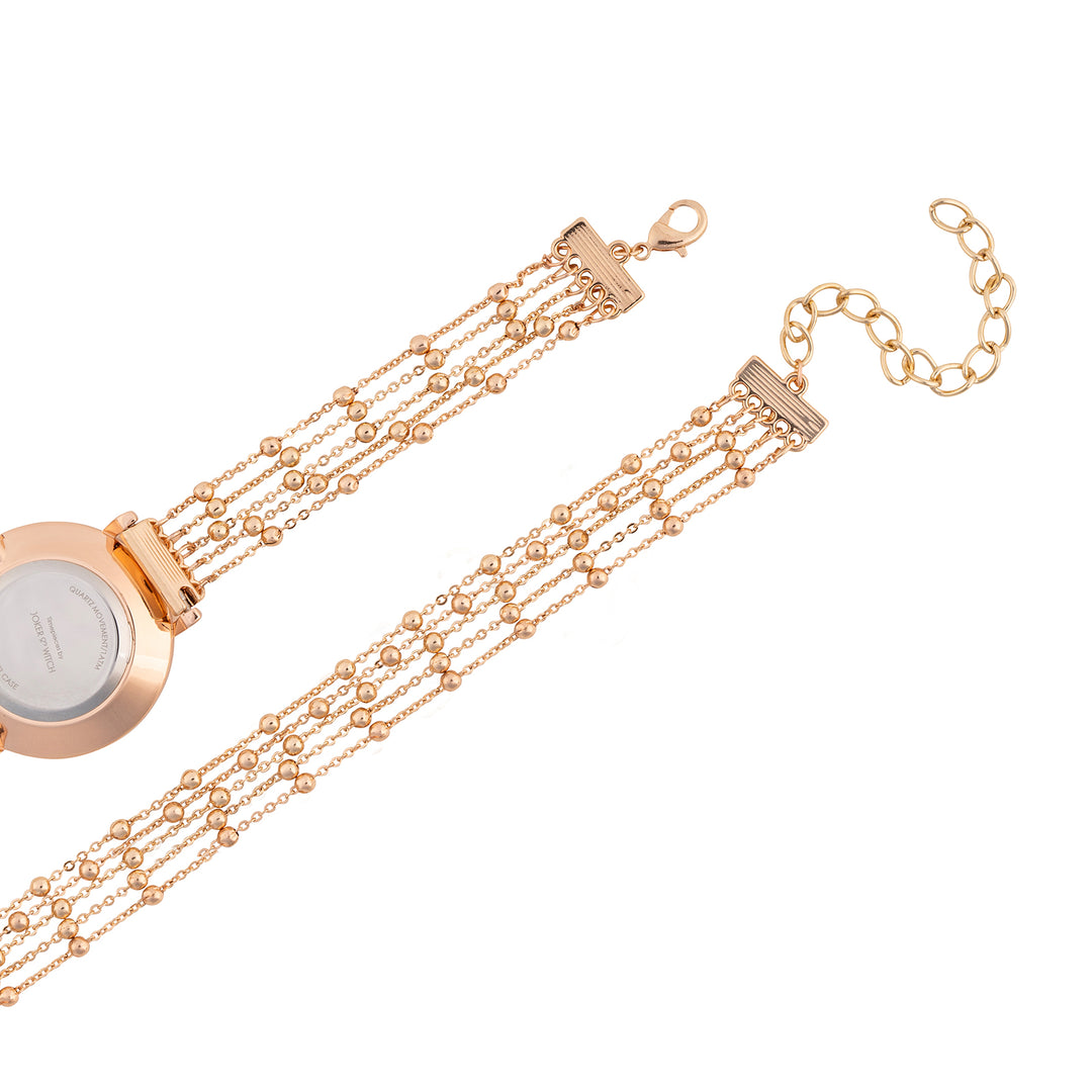 Nami White Medium Dial Rose Gold Chain Wrap Around Strap Women's Watch
