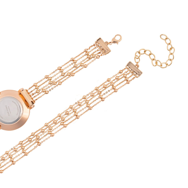Nami White Medium Dial Rose Gold Chain Wrap Around Strap Women's Watch