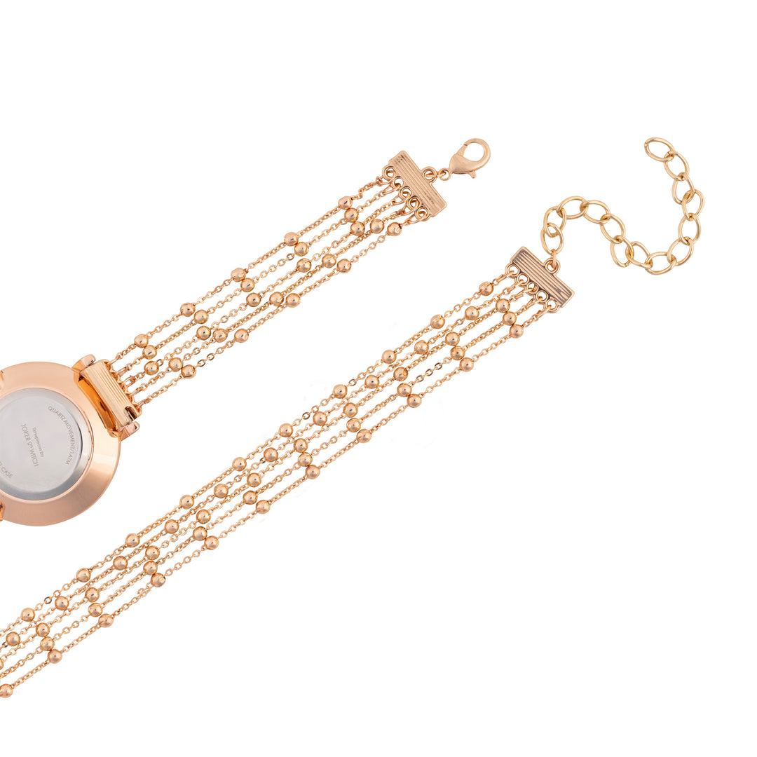 Nami Black Medium Dial Rose Gold Chain Wrap Around Strap Women's Watch