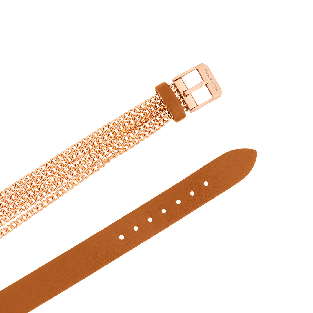 Kenny White Medium Dial Brown PU-Chain Wrap Around Strap Women's Watch