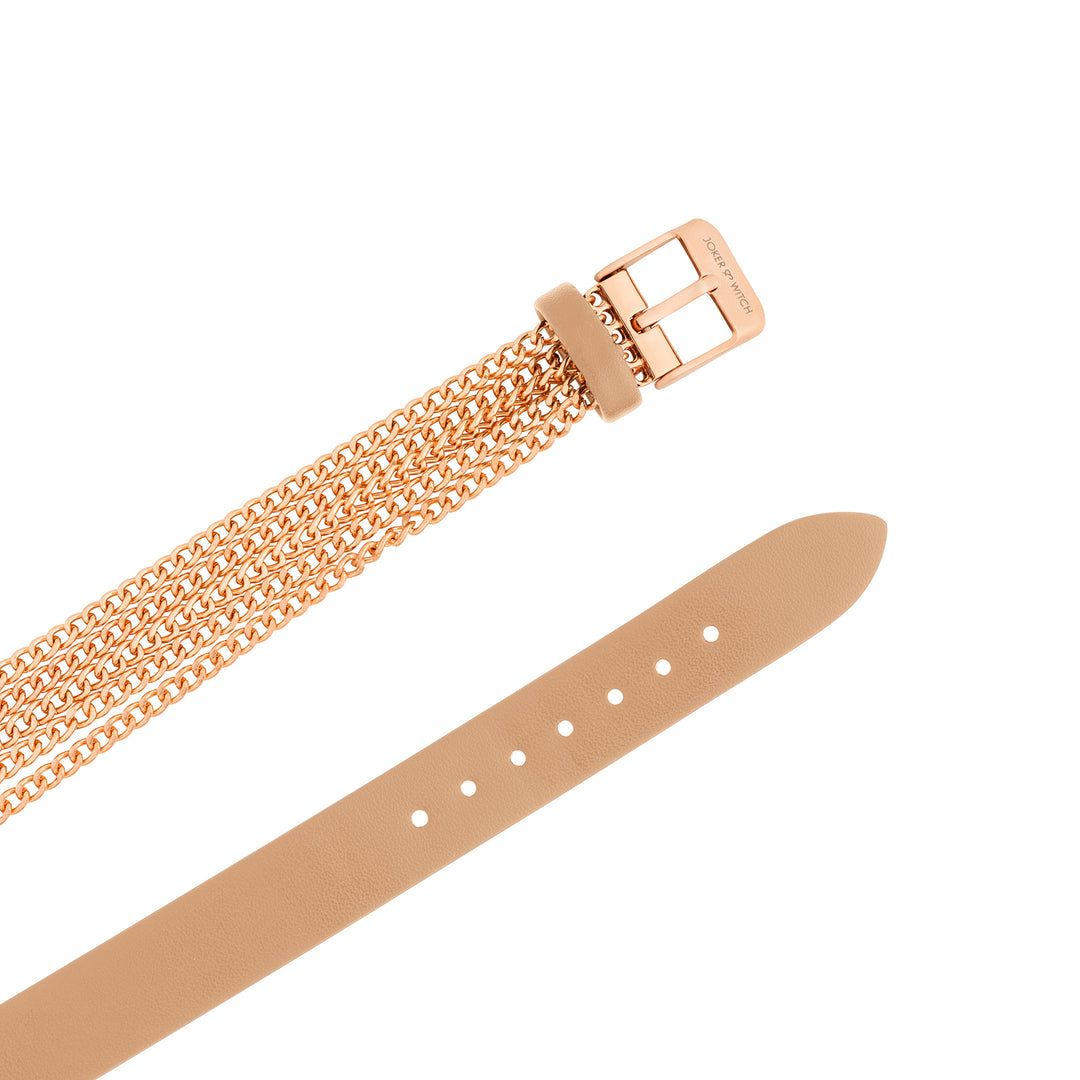 Kenny White Medium Dial Beige PU-Chain Wrap Around Strap Women's Watch